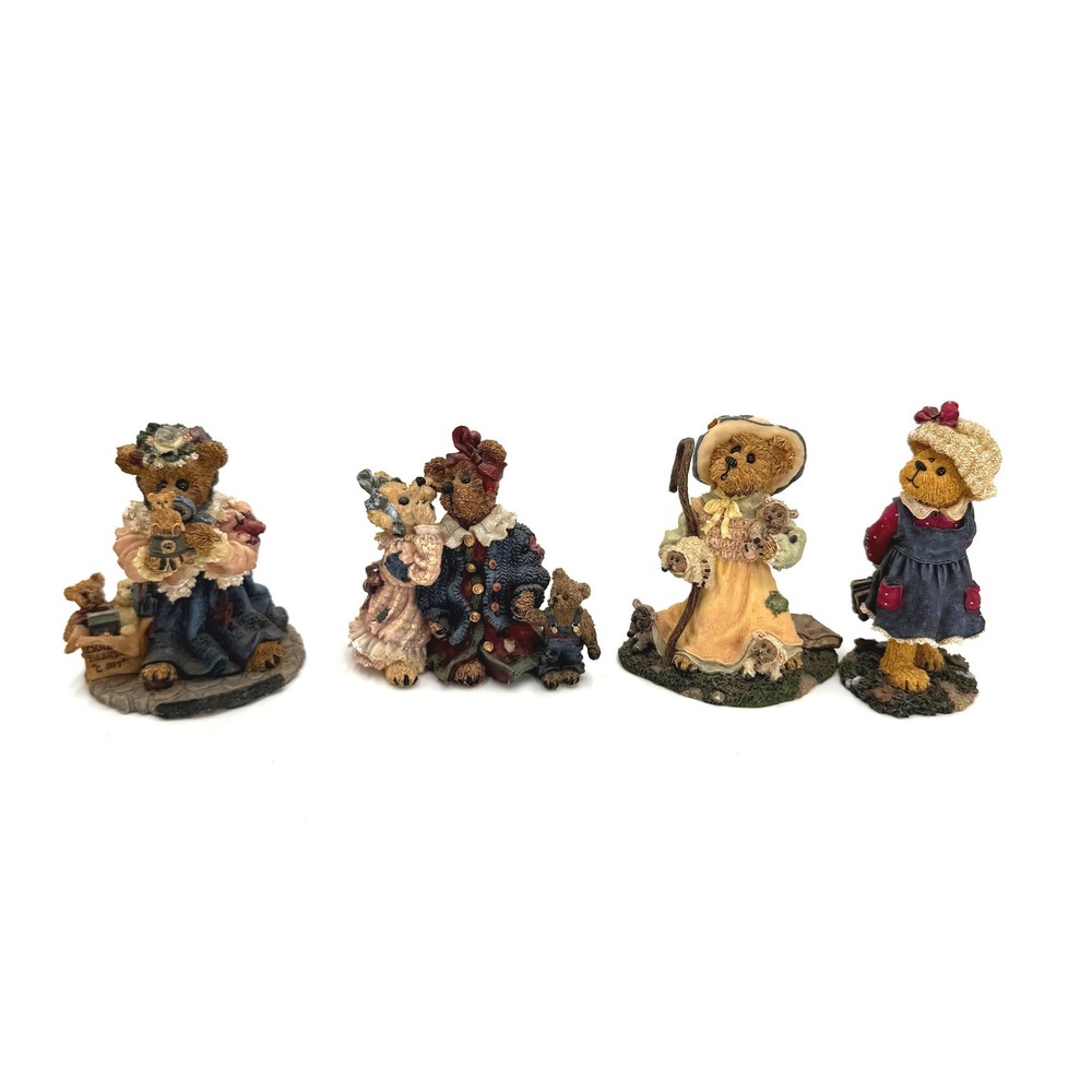 Boyds Bears Bearstone Collection‎ Figurine Lot Lil Bear Peep Bailey School 4pc
